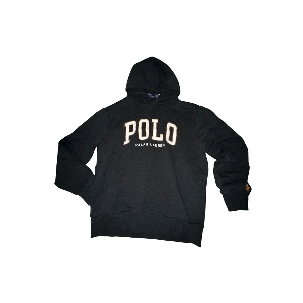 Polo Ralph‎ Lauren Black Fleece Logo Hoodie Pullover Size Medium